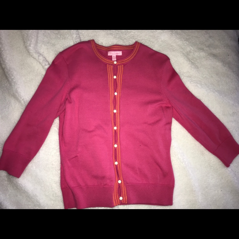 Lilly Pulitzer Pink Button Front
Sweater Cardigan Women's Size XS
Pink & Orange